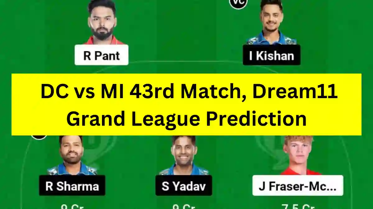 DC vs MI 43rd Match, Dream11 Grand League Prediction DC vs MI 43rd Match, Dream11 Grand League Prediction
