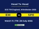 EM vs SPE Player Battle & Head to Head ECS T10 England Wimbledon 2025