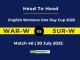 WAR-W vs SUR-W Player Battle & Head to Head English Womens One Day Cup 2025
